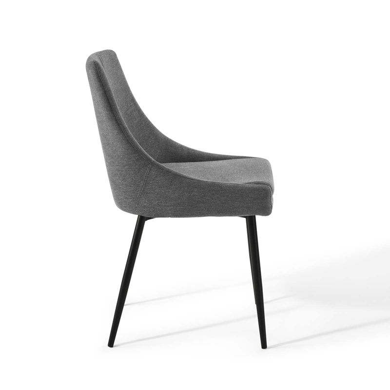 Modway Viscount Upholstered Fabric Dining Chairs - Set of 2, Black Charcoal