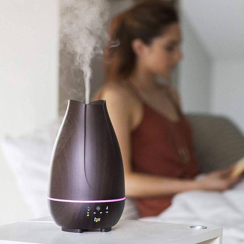 HealthSmart Aromatherapy Diffuser Cool Mist Humidifier for Essential Oils - Brown