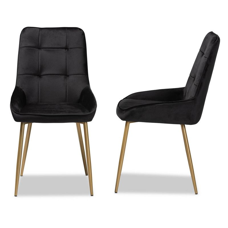 2pc Gavino Metal Dining Chair Set Black/Gold - Baxton Studio