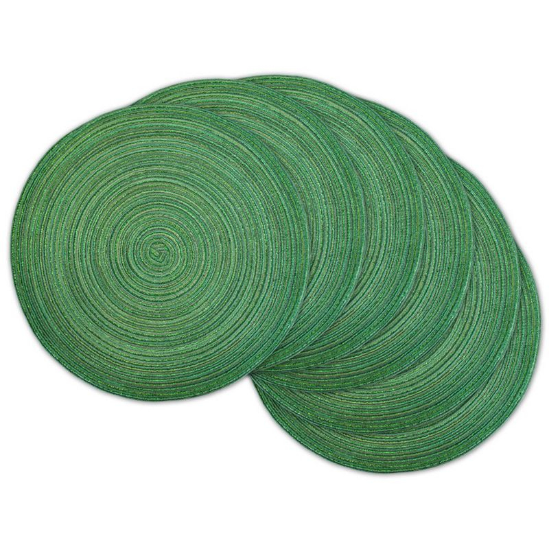 DII Metallic Woven Round Placemat, Green, 15" Diameter