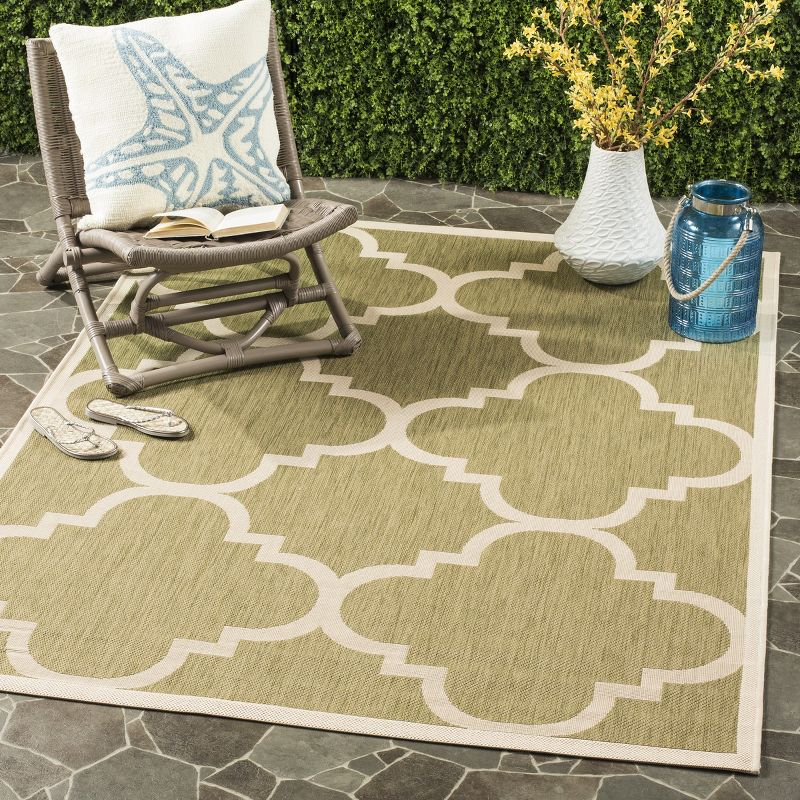 Courtyard CY6243 Power Loomed Indoor and Outdoor Area Rug - Green/Beige - 6'7"x9'6" - Safavieh