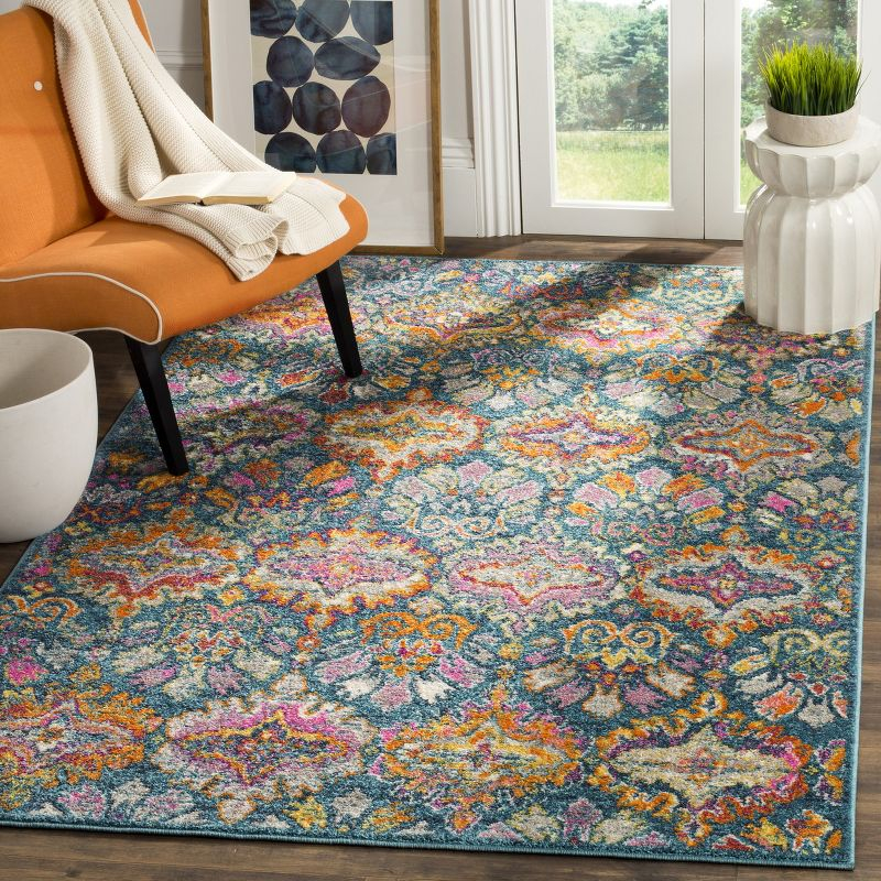 Madison MAD144 Power Loomed Indoor Area Rug - Blue/Orange - 5'1"x7'6" - Safavieh