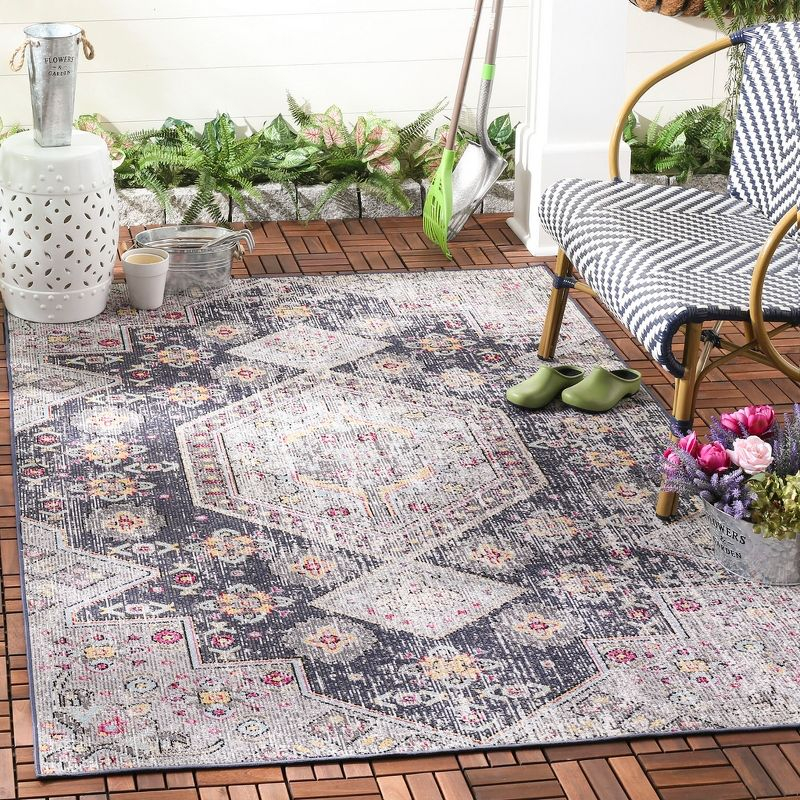Montage MTG365 Power Loomed Indoor/Outdoor Area Rug - Black/Multi - 5'1"x7'6" - Safavieh