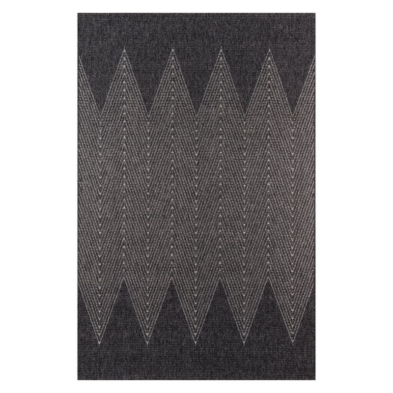 3'11"x5'7" Zig Zag Loomed Accent Rug Charcoal - Momeni: Contemporary Indoor/Outdoor Low Pile Area Rug