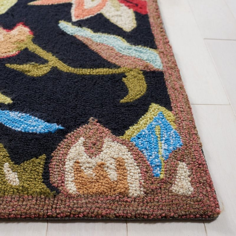 Four Seasons FRS435 Hand Hooked Accent Rug - Black/Purple - 3'6"x5'6" - Safavieh.