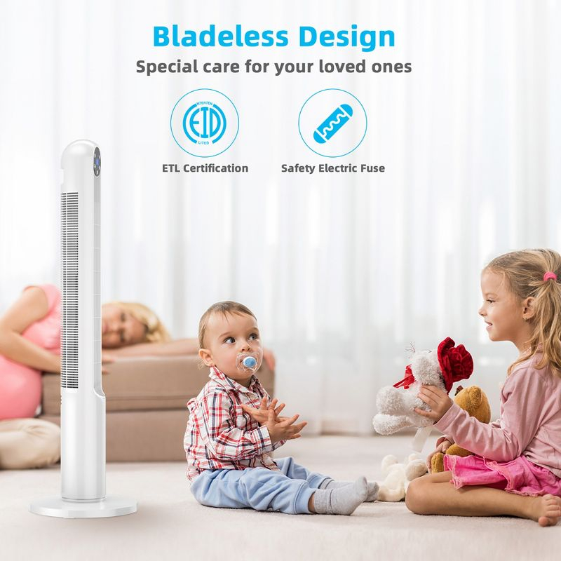 Costway 42'' Tower Fan Smart Display Panel 12H Timer 80 Degree Oscillating Fan w/Remote White