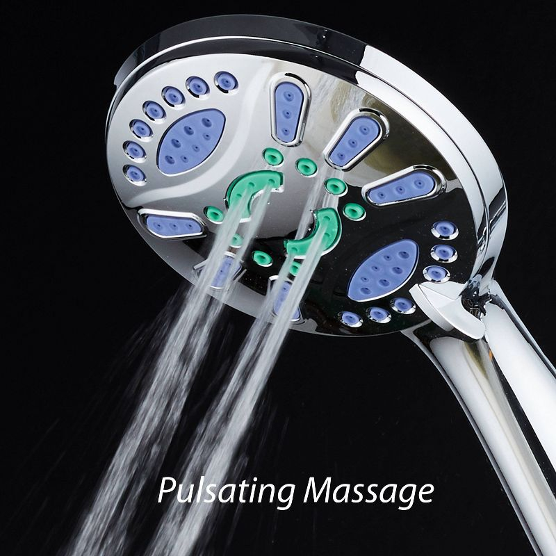 Six Setting Elite High Pressure Ultra Luxury Handheld Shower Head Chrome - AquaDance: Hotelspa Notilus, 6ft Hose, Polished ABS & Brass