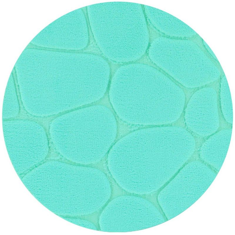 Evideco French Home Goods Contour Bath Rug Memory Foam Mat 3D Pebble 20”L x 20”W Aqua Blue