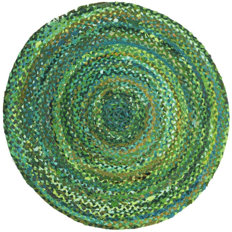 Braided BRD452 Hand Woven Indoor Accent Rug - Green - 3' Round - Safavieh