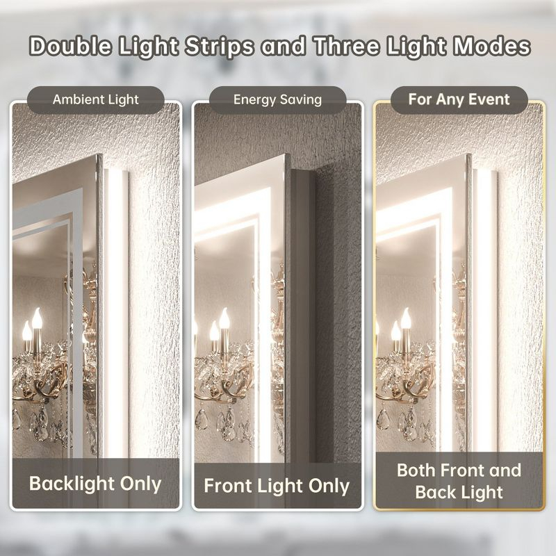 Keonjinn LED Bathroom Vanity Mirror, Front Light & Backlit, 3 Color Temperatures, Anti Fog, Double Lights Strips, 24"x32"