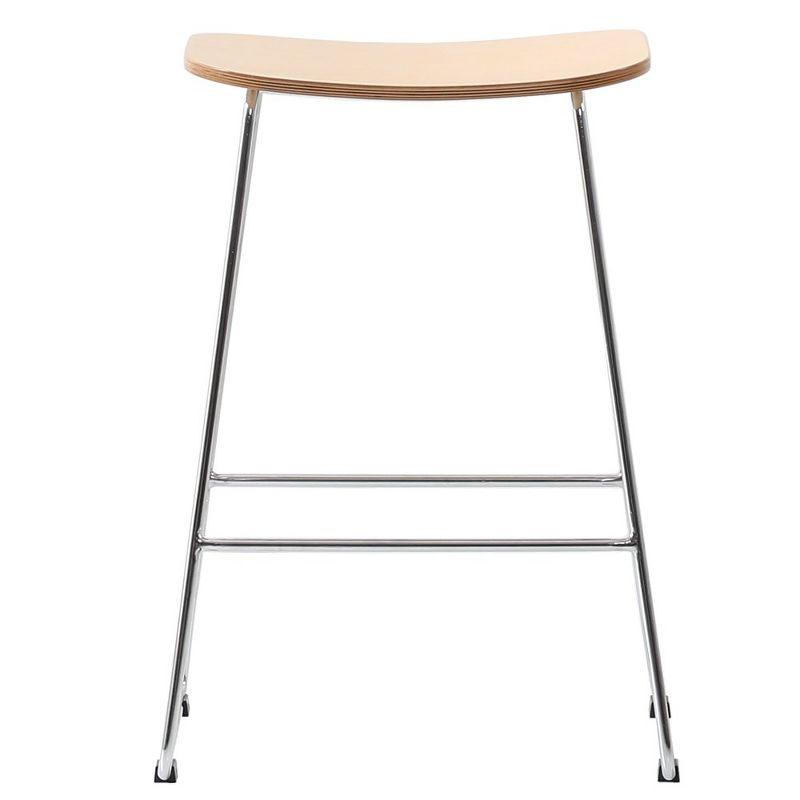 Leisuremod Melrose Modern Barstool with MDF seat in Chrome Base, Natural Wood