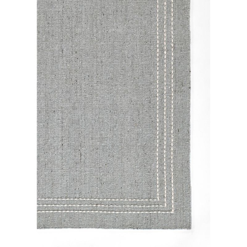 Momeni 3'6"x5'6" Oliver Striped Border Handloomed Area Rug Light Blue: Geometric Wool & Polyester, Low Pile, Indoor Use
