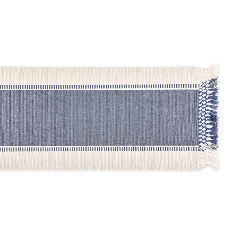 Design Imports  Ribbed Dobby Stripe Table Runner, French Blue, 13X72"
