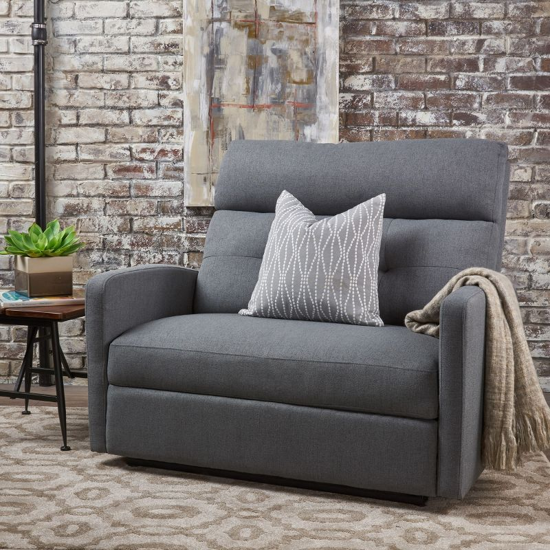 Halima 2-Seater Recliner - Charcoal - Christopher Knight Home: Precision Mechanism, Polyester Upholstery