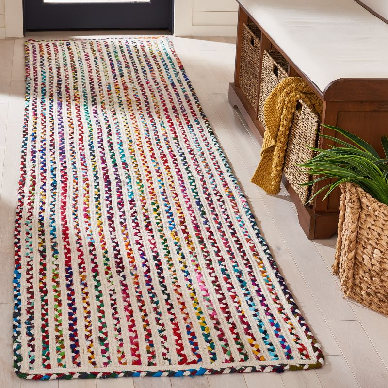 Braided BRD261 Hand Braided Runner Rug - Ivory/Multi - 2'3"x9' - Safavieh.