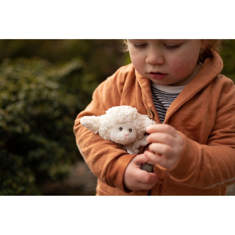 Bearington Baby Wee Lamby, 8 x 7 Inch Small Lamb Stuffed Animal, Security Blanket Baby Lovey, Baptism Gift