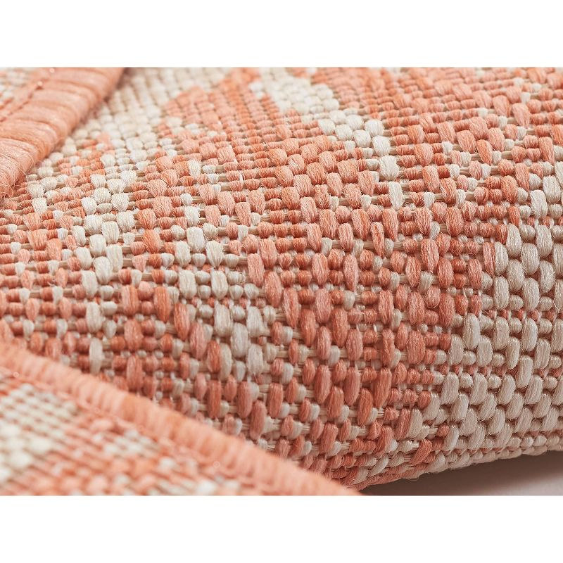 Momeni 6'6"x9' Riviera Grayson Area Rug Coral: Geometric Pattern, Indoor/Outdoor, Low Pile, Polypropylene, Machine Made