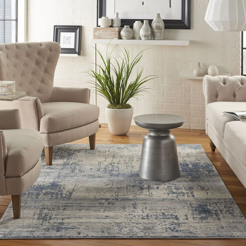 Nourison Rustic Textures Abstract Indoor Area Rug Ivory Blue 5'3" x 7'3"
