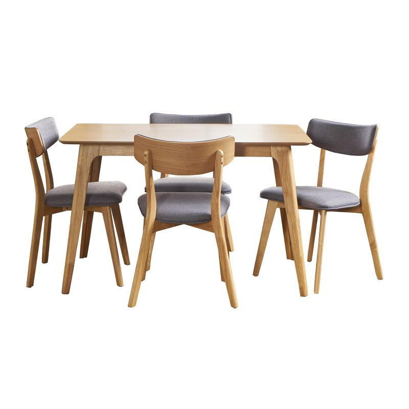 5pc Megann Mid-Century Dining Set Dark Gray - Christopher Knight Home: Upholstered Chairs, Wood Composite