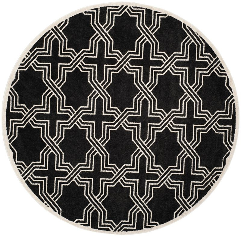 Amherst AMT413 Power Loomed Area Rug - Anthracite/Ivory - 7' round - Safavieh.