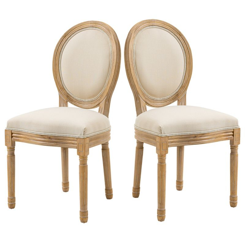 HOMCOM French-Style Upholstered Dining Chairs Set of 2, Armless Accent Side Chairs with Upholstery