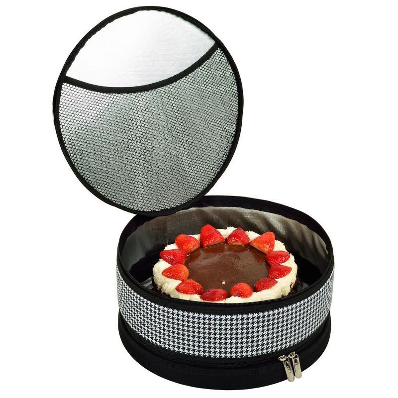 Picnic at Ascot Pie and Cake Carrier 12" Diameter - Houndstooth