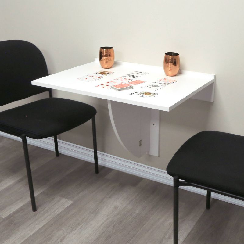 30" x 21.5" Wall Mounted Folding Table and Computer Desk White - InPlace: Fold Down Wall Desk, Kids Foldable Table