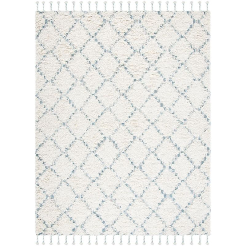Kenya With Tassel KNY604 Hand Knotted Area Rug - Blue/Ivory - 8'x10' - Safavieh