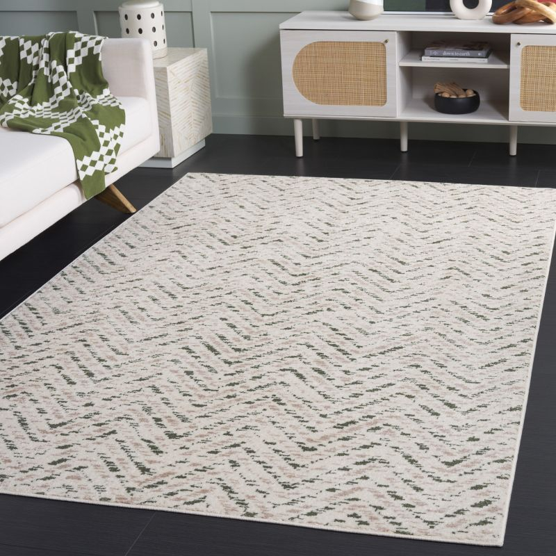 Adirondack ADR104 Machine Made Loomed Area Rug - Ivory/Dark Green - 5'-1" x 7'-6" - Safavieh