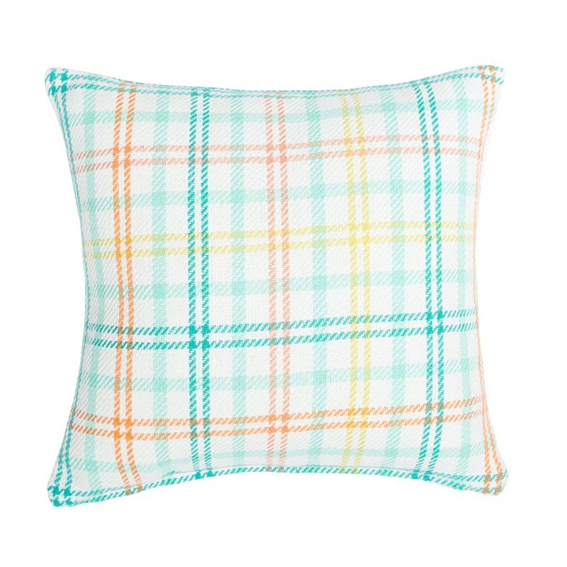 C&F Home 18" x 18" Bunny Trail Plaid Woven Spring Easter Themed Accent Throw Pillow
