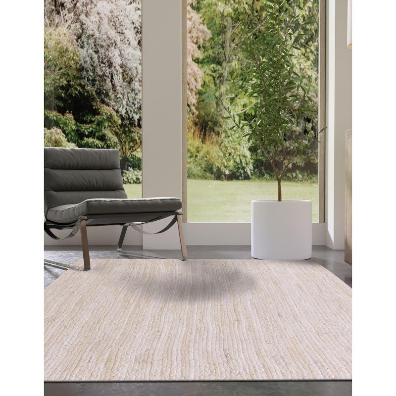 Unique Loom 2'x3' Braided Jute Dhaka White Indoor Area Rug