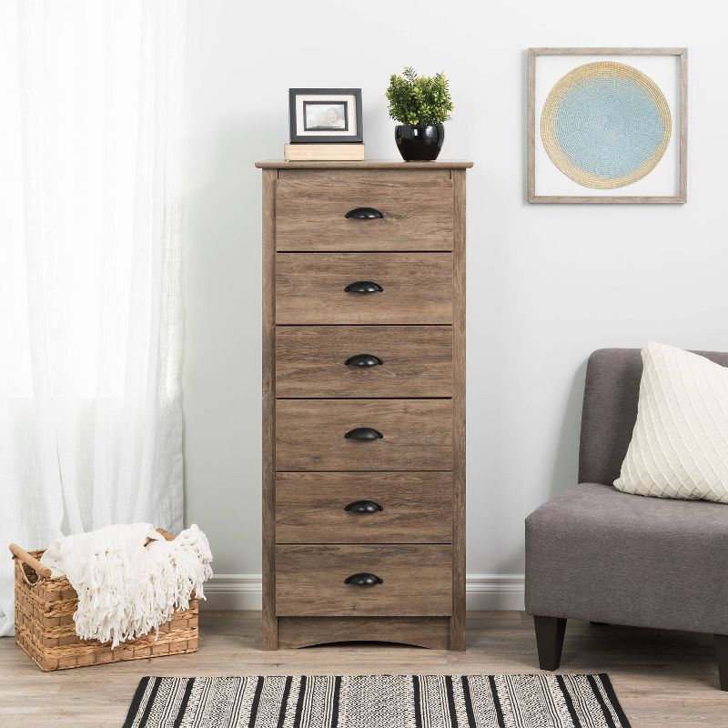 Tall 6 Drawer Chest Drifted Gray - Prepac: Space-Saving Bedroom Storage Furniture