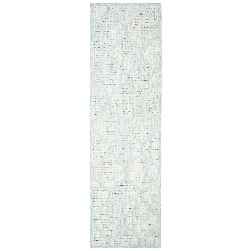 Abstract ABT474 Handmade Indoor Runner - Ivory/Turquoise - 2'-3"x8' - Safavieh