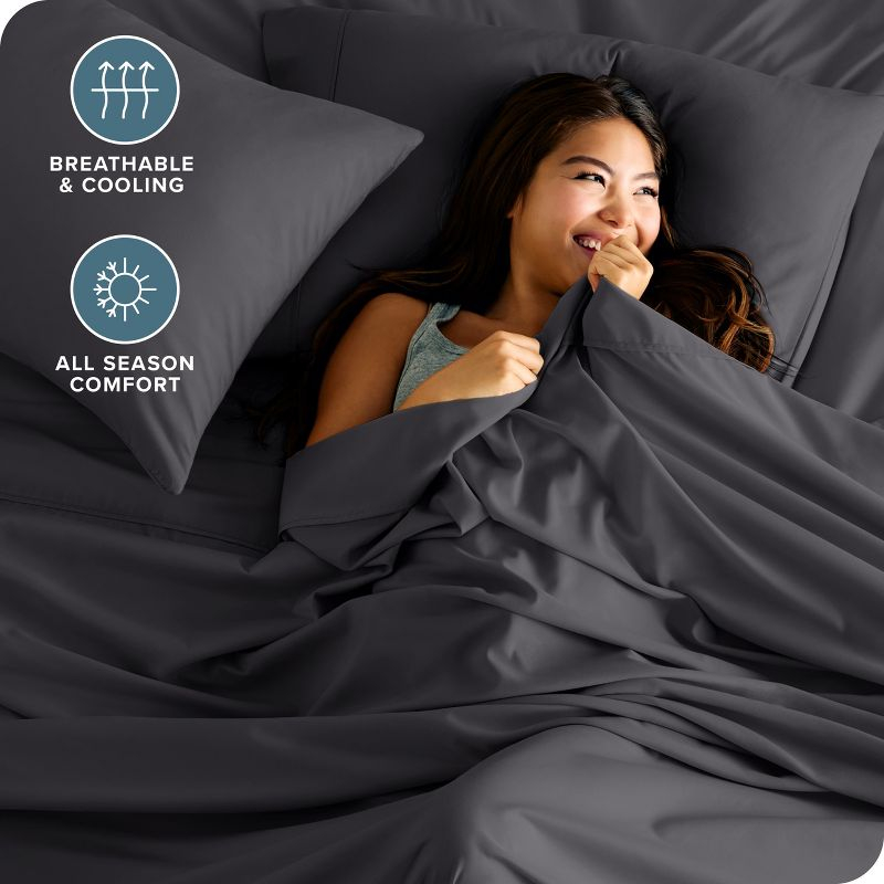 Twin XL Grey 4pc Microfiber Sheet Set by Bare Home