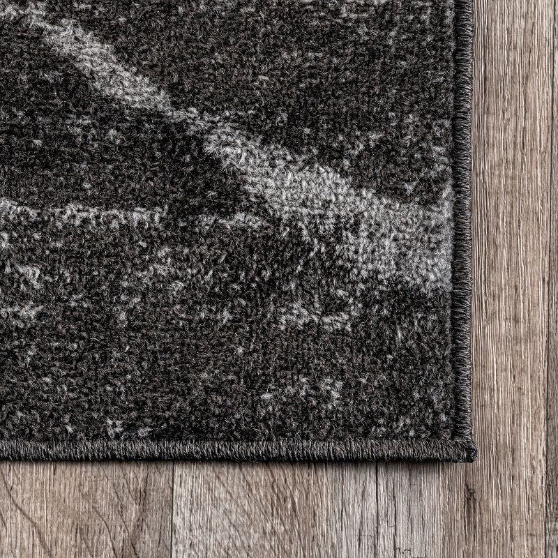 Nuloom 4 Square Thigpen Contemporary Indoor Area Rug, Charcoal, Abstract Lines, Non-Slip Backing, Stain Resistant, Bedroom Living Room, Kitchen