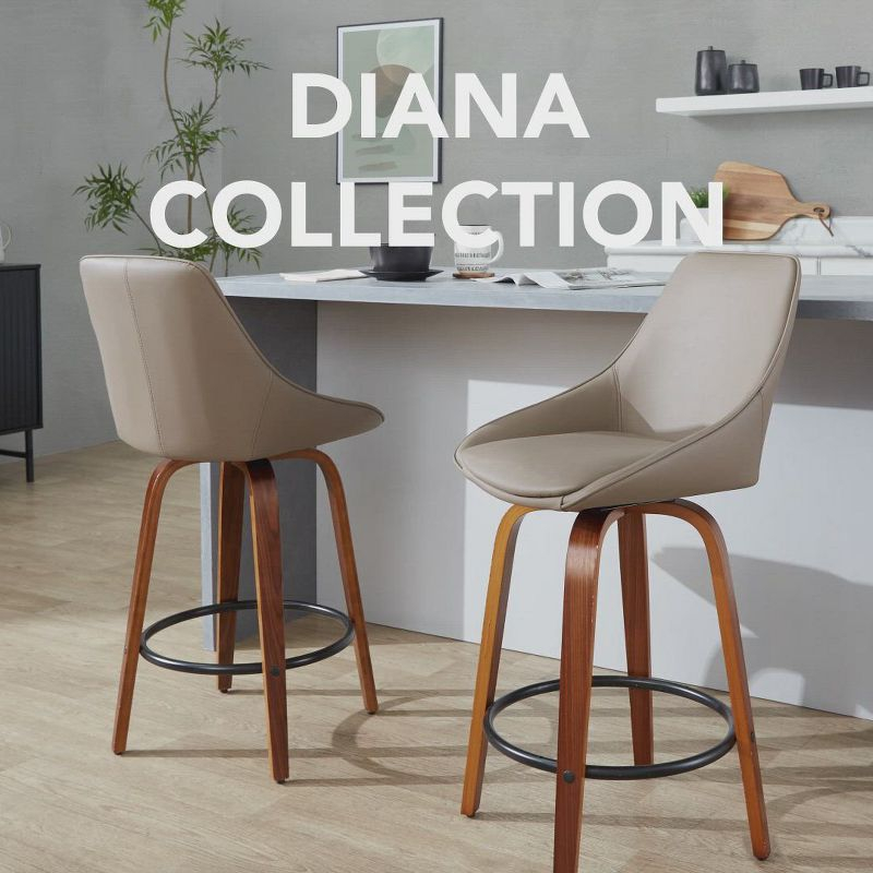 Set of 2 Diana Counter Height Barstools: Velvet Upholstery, Swivel, Wood Frame - LumiSource