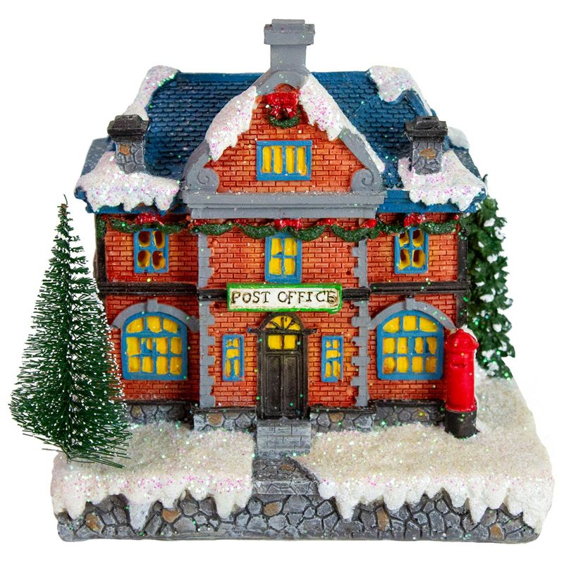 Northlight Seasonal 7" Red LED Lighted Post Office Christmas Village Decoration