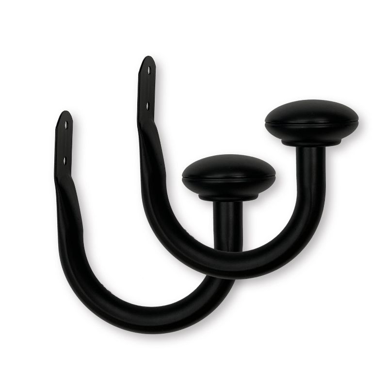 Set of 2 (2.7"x6.5") Steel Curtain Holdbacks in Matte Black - Lumi Home Furnishings
