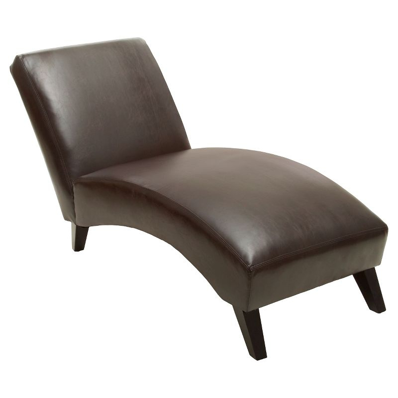 Finlay Leather Chaise Lounge Brown - Christopher Knight Home: Curved Comfort for Living Room