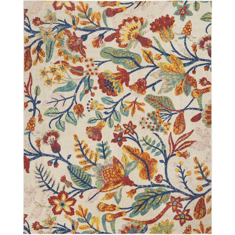 Nourison Allur Botanical Indoor Area Rug Ivory Multicolor 7'10" x 9'10"