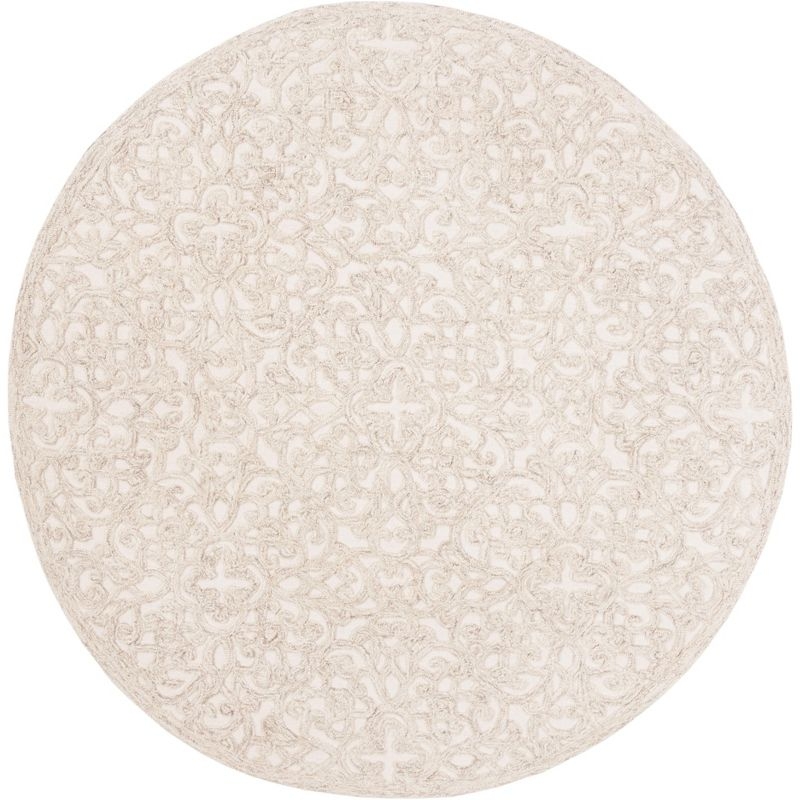 Trace TRC103 Hand Tufted Area Rug - Camel/Ivory - 6' Round - Safavieh.