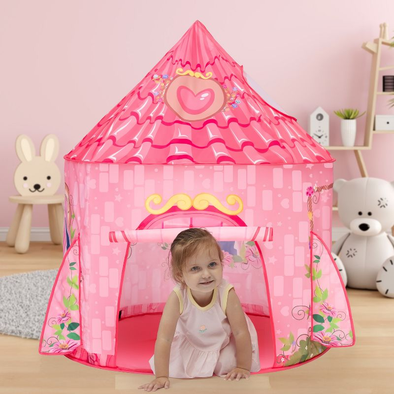 Joyfy Princess Play Tent for Girls, Pop Up Play Tent Play House for Kids Indoor Outdoor Play,  Todders Large Castle Playhouse Tent for Girls Age 1+