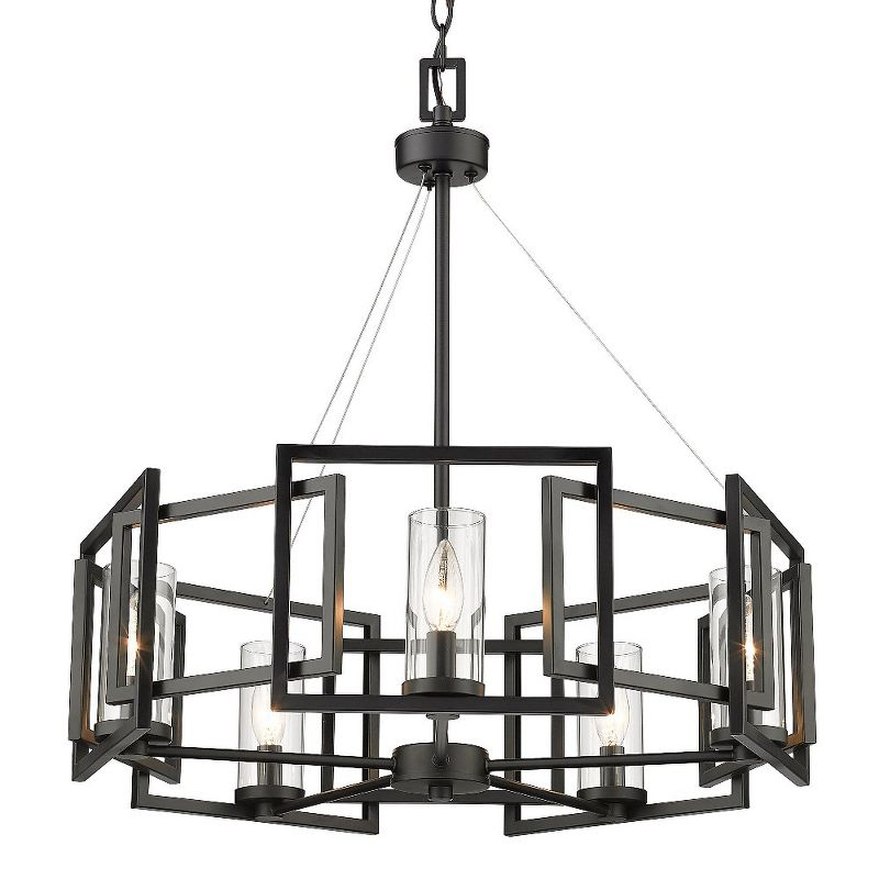 Golden Lighting Marco 5-Light Chandelier in Matte Black with Clear Glass