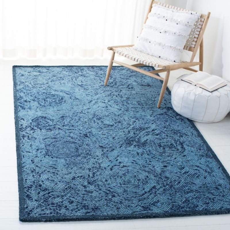 Ikat IKT506 Hand Tufted Accent Rug - Dark Blue - 3'x5' - Safavieh