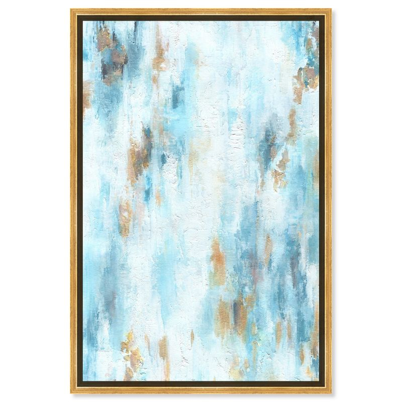 Art Remedy Textured Shades Blue Abstract Wall Art, 30" x 45", Gold Frame