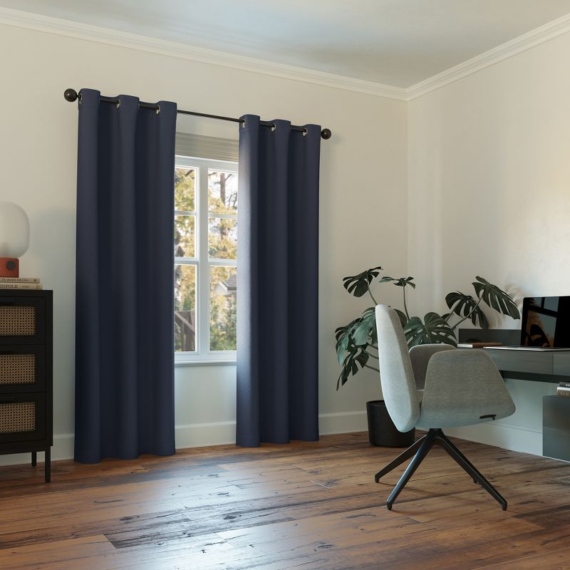 40"x84" Sun Zero Blackout Kenneth Energy Saving Grommet Curtain Panel Navy Blue: Modern Thermal Insulated, Noise Reduction