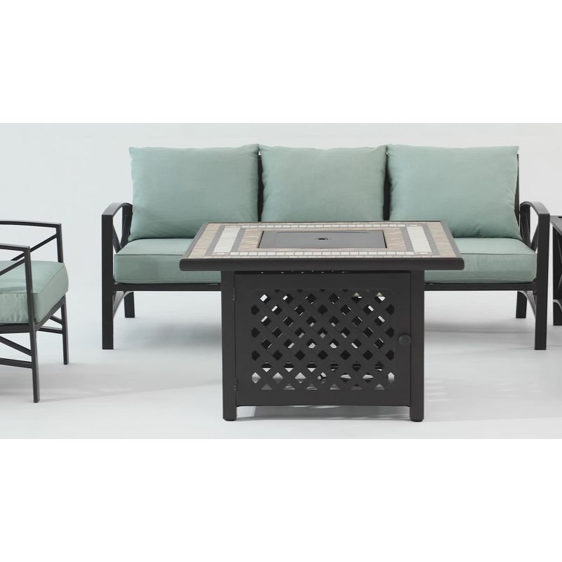 Kaplan 3pc Outdoor Sofa Set with Sofa & 2 Arm Chairs - Mist - Crosley: Steel Frame, Weather-Resistant