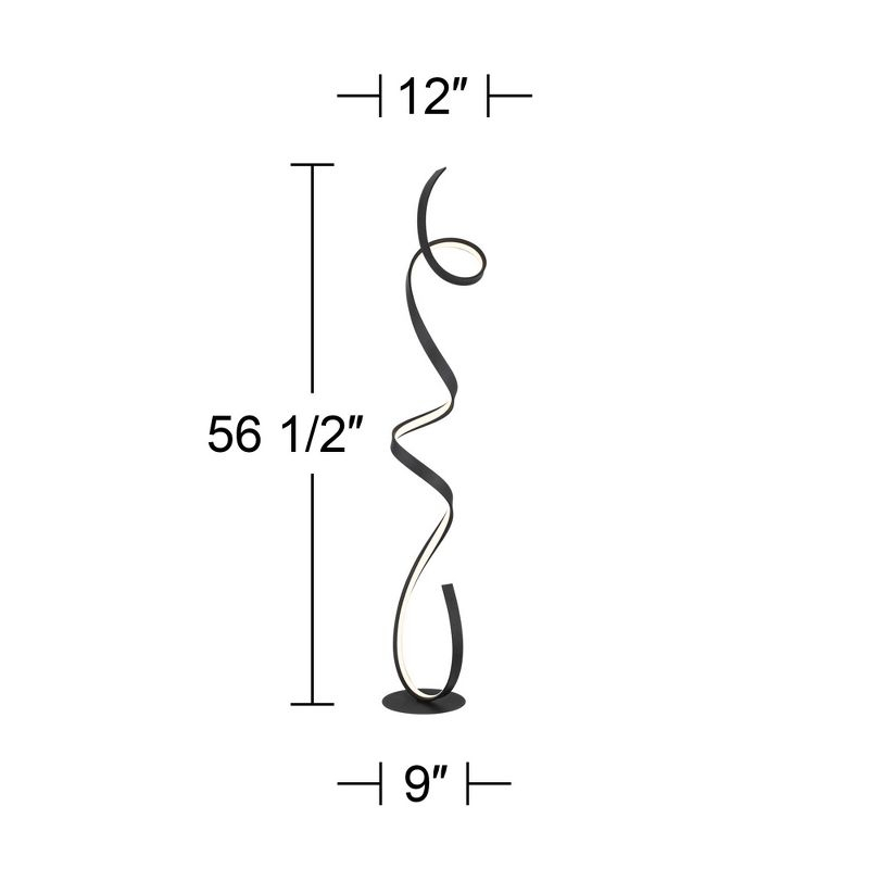 Possini Euro Design Avante Modern 56 1/2" Tall Standing Floor Lamp Ribbon LED Foot Switch Matte Black Finish Living Room Bedroom House Reading Office