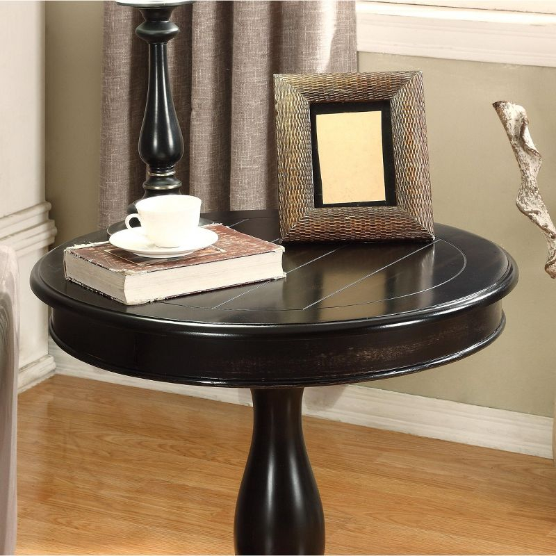 Roundhill Furniture Rene Round Wood Pedestal Side Table, Black