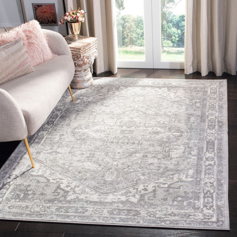 Brentwood BNT852 Power Loomed Indoor Area Rug - Cream/Grey - 4'x6' - Safavieh